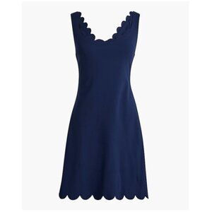 J. Crew Scalloped Active Dress Criss-Cross Straps Stretch Navy Size M NWT